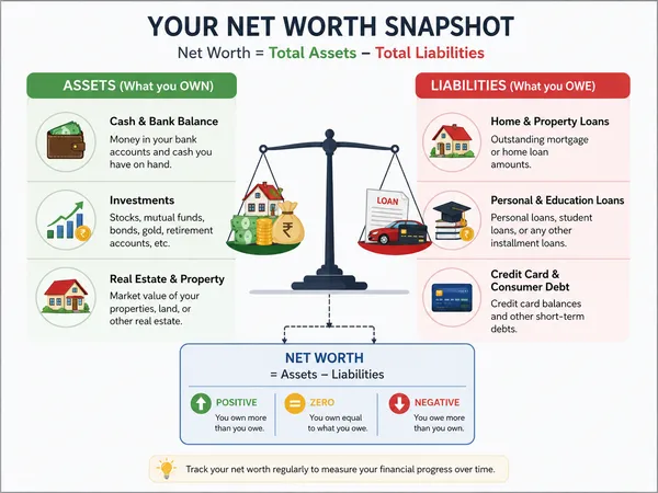 Net Worth Assets vs Liabilities Balance Sheet Diagram